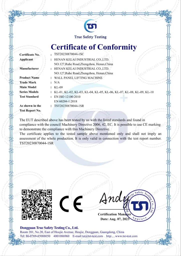 Certificate of Conformity